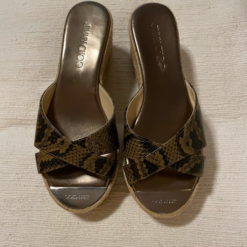 🚫SOLD❗️Jimmy Choo Platform Espadrille Wedge Slides Size 38. Never Worn!